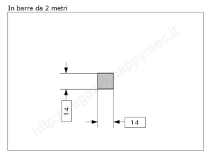 Quadro pieno 14mm.grezzo in barre da 2 metri in ferro