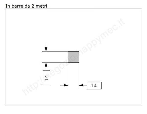 Quadro pieno 14mm.grezzo in barre da 2 metri in ferro