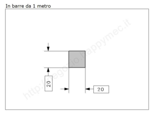 Quadro pieno 20mm.grezzo in barre da 1 metro in ferro