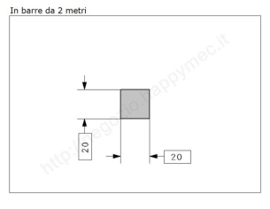 Quadro pieno 20mm.grezzo in barre da 2 metri in ferro
