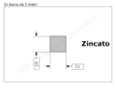 Quadro pieno 25mm. zincato in barre da 3 metri in ferro