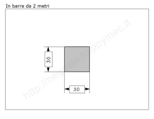 Quadro pieno 30mm.grezzo in barre da 2 metri in ferro