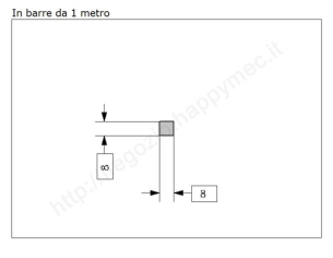 Quadro pieno 8mm.grezzo in barre da 1 metro in ferro