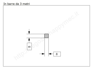 Quadro pieno 8mm.grezzo in barre da 3 metri in ferro