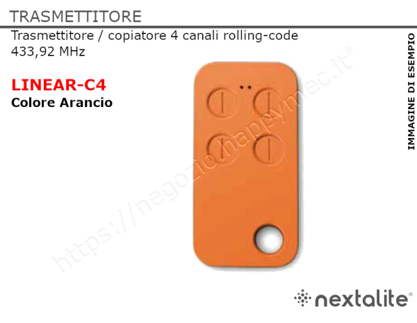 Radiocomando copiatore 4 canali 433,92MHz arancione
