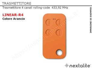 Radiocomando rolling-code 4 canali 433,92MHz colore arancio