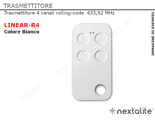 Radiocomando rolling-code 4 canali 433,92MHz colore bianco