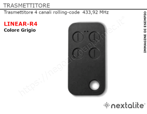 Radiocomando rolling-code 4 canali 433,92MHz colore grigio