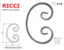 Riccio a "C" in piatto liscio 12x6 tipo 003 mis.95x140