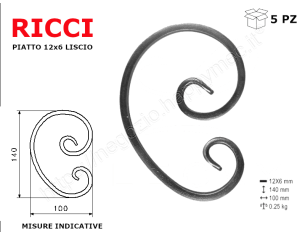 Riccio a "C" in piatto liscio 12x6 tipo 065 mis.100x140