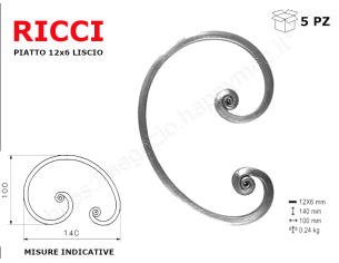 Riccio a "C" in piatto liscio 12x6 tipo 281 mis.100x140