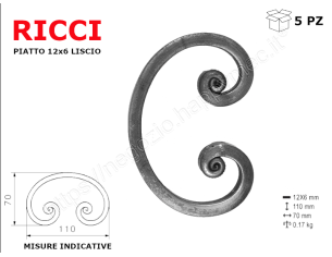 Riccio a "C" in piatto liscio 12x6 tipo 282 mis.70x110