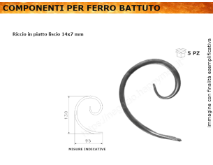 Riccio a "C" in piatto liscio 14x7 tipo 133 mis.95x130