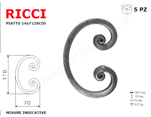 Riccio a "C" in piatto liscio 14x7 tipo 282 mis.70x110