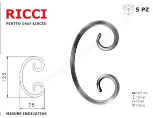 Riccio a "C" in piatto liscio 14x7 tipo 441 mis.75x125
