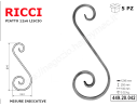 Riccio a "S" in piatto liscio 12x6 tipo 449 mis.100x250