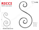 Riccio a "S" in piatto liscio 12x6 tipo 451 mis.125x250
