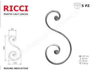 Riccio a "S" in piatto liscio 14x7 tipo 435 mis.100x200