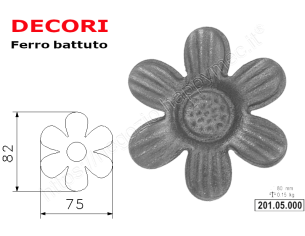 Rosetta fusa tipo 201 in ferro grezzo diam. 75 mm in ferro