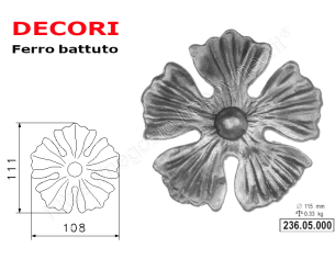 Rosetta fusa tipo 236 in ferro grezzo diam. 110 mm in ferro