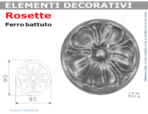 Rosetta fusa tipo 237 in ferro grezzo diam. 90 mm in ferro
