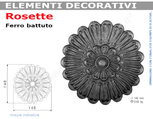 Rosetta fusa tipo 260 in ferro grezzo diam. 148 mm in ferro