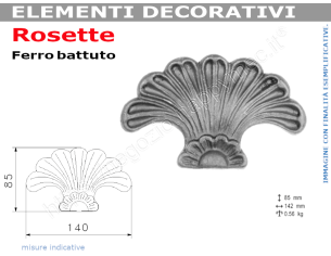 Rosetta fusa tipo 264 in ferro grezzo diam. 140x85 mm in ferro