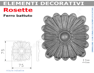 Rosetta fusa tipo 290 in ferro grezzo diam. 75 mm in ferro