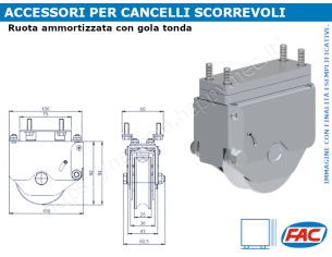 Ruota autolivellante D.75 con piastra di fissaggio e gola tonda