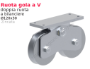Ruota doppia zincata diametro 120x30 gola "V" a bilanciere
