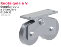 Ruota doppia zincata diametro 160x32 gola "V" a bilanciere