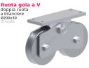Ruota doppia zincata diametro 200x30 gola "V" a bilanciere