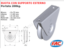 Ruota inox diametro 75x25 gola d.20 supporto esterno - accessori fac