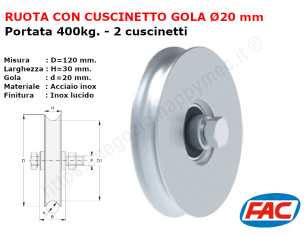 Ruota zincata diametro 90x30 gola d.20 VA1401.090.2z