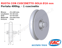 Ruota inox diametro 160x26 gola diam. 16 accessori per cancello