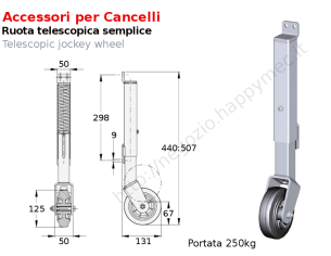 Ruota telescopica grande con ammortizzatore non regolabile