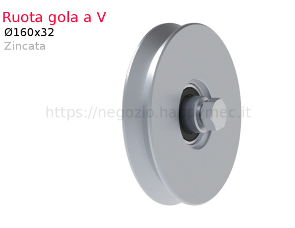Ruota zincata d.140x30 gola "V" con 2 cuscinetti - accessori fac