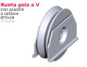 Ruota zincata diametro 75x18 gola "V" piastre a saldare