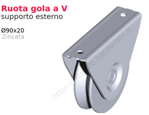 Ruota zincata diametro 90x20 gola "V" supporto esterno