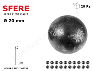 Sfera piena liscia in ferro diam. 20 mm conf.20 pz in ferro