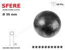 Sfera piena liscia in ferro diam. 35 mm conf.10 pz in ferro