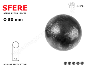 Sfera piena liscia in ferro diam. 50 mm conf.5 pz in ferro