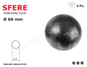 Sfera piena liscia in ferro diam. 60 mm conf.3 pz in ferro