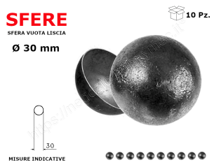 Sfera vuota liscia in ferro diam. 30 mm conf 10 pz in ferro