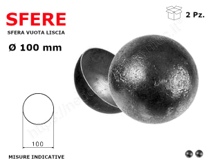 Sfera vuota liscia in ferro diam.100 mm conf 2 pz in ferro