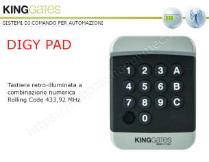Tastiera numerica retroilluminata via radio a 3 canali 433,92