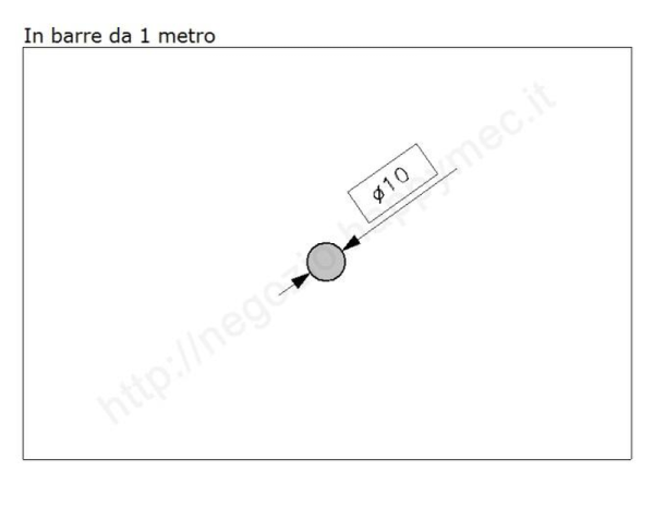 Tondo pieno diam.10mm. grezzo in barre da 1 metro in ferro