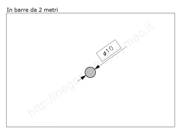 Tondo pieno diam.10mm. grezzo in barre da 2 metri in ferro
