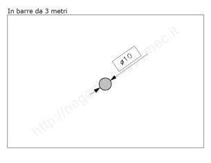 Tondo pieno diam.10mm. grezzo in barre da 3 metri in ferro
