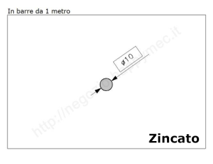 Tondo pieno diam.10mm. zincato in barre da 1 metro in ferro